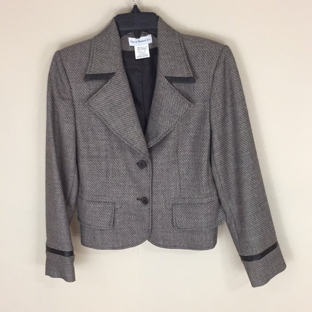Harve’ Bernard Sport  Brown and Cream Wool Tweed Jacket Blazer Size 6